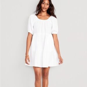 OLD NAVY Puff-Sleeve Tiered Mini Swing Dress